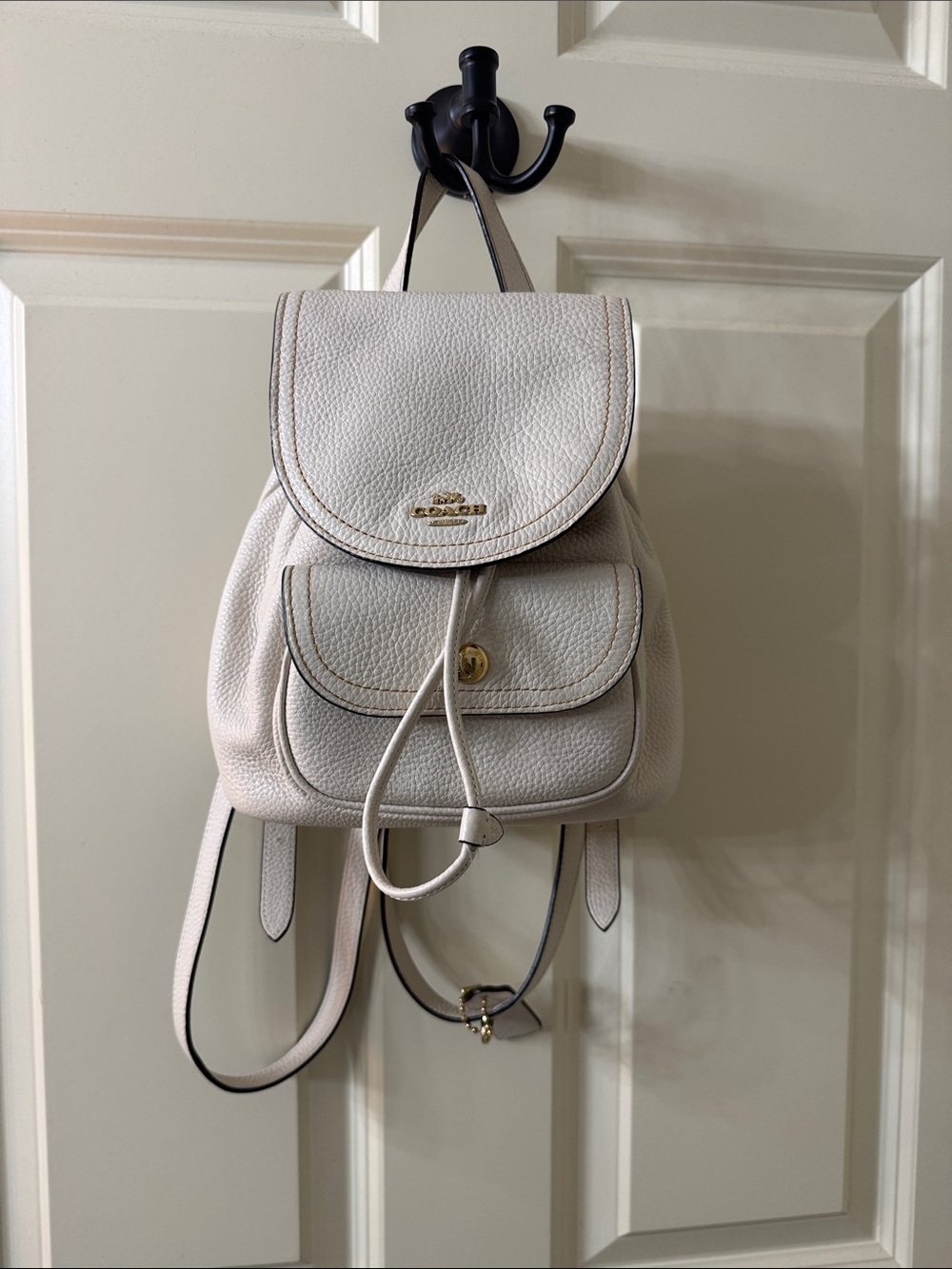 Coach Chalk Pebbled Leather Mini Backpack with Gold Hardware